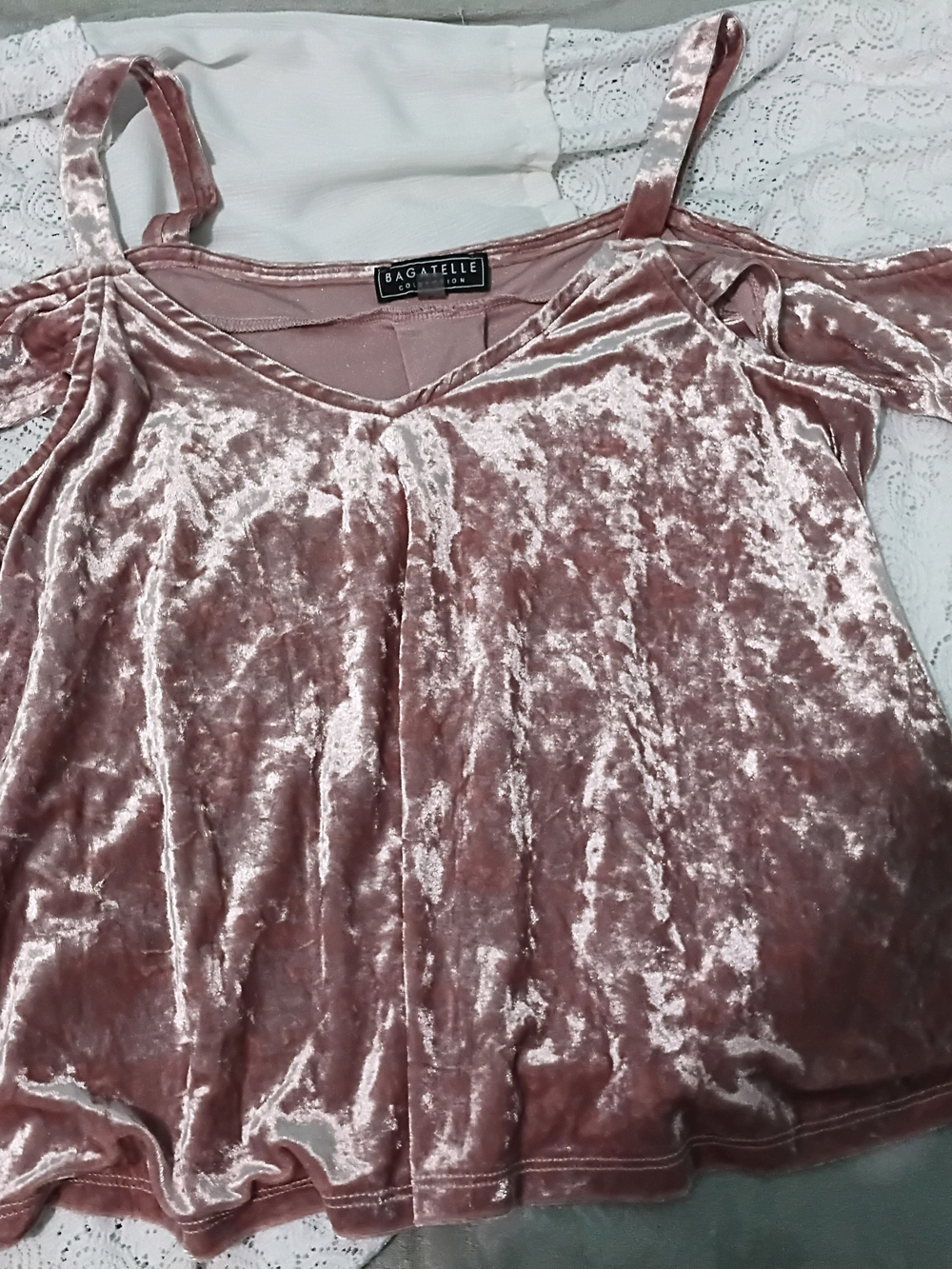 bagatelle Rose Velvet Cold-Shoulder Camisole